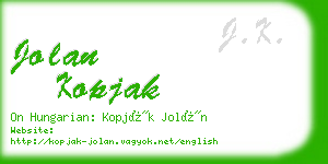 jolan kopjak business card